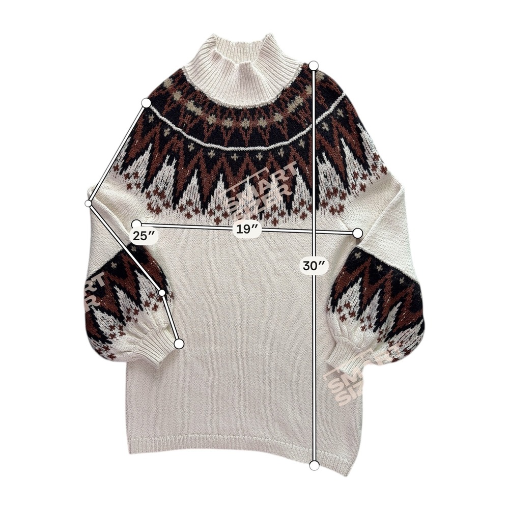 Free People Scotland Fair Isle Sweater Dress XS Boho Mock Neck Wool Mohair Ski - Picture 7 of 8
